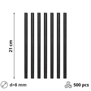 Slamke papirnate d=8 mm l=210 mm crna 500 kom/pak