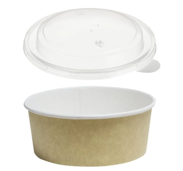 Kartonska kutija Tambien ECO s poklopcem 1090 ml d=166 mm h=65 mm kraft 50 kom (komplet)