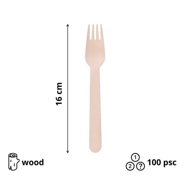 Viljuška drvena 16 cm 100 kom