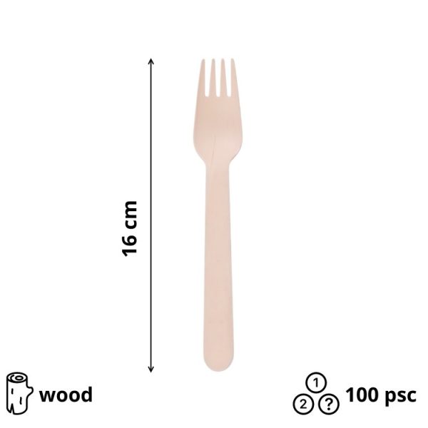 Viljuška drvena 16 cm 100 kom