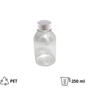 Flaša PET 0,25 litara sa belim poklopcem d=38 mm, 200 kom