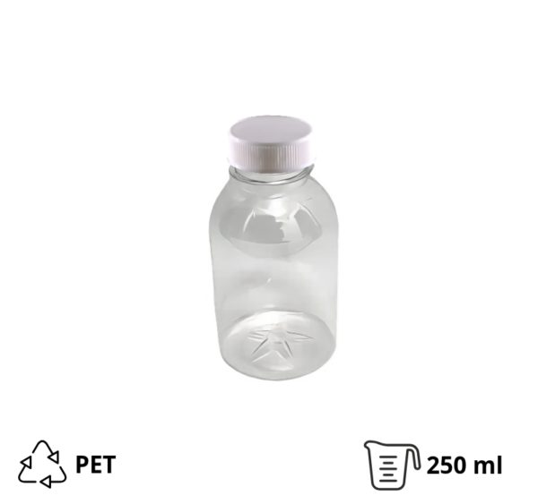Flaša PET 0,25 litara sa belim poklopcem d=38 mm, 200 kom