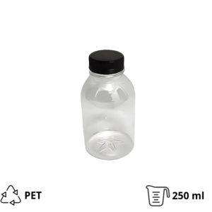 Flaša PET 0,25 litara sa crnim poklopcem d=38 mm, 200 kom