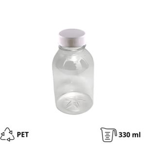 Flaša PET 0,33 litara sa belim poklopcem d=38 mm, 200 kom