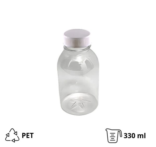 Flaša PET 0,33 litara sa belim poklopcem d=38 mm, 200 kom