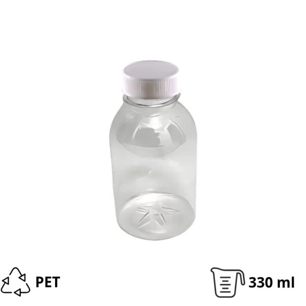 Flaša PET 0,33 litara sa belim poklopcem d=38 mm, 200 kom