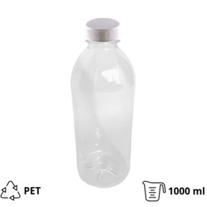 Flaša PET 1 litar sa belim poklopcem d=38 mm, 200 kom