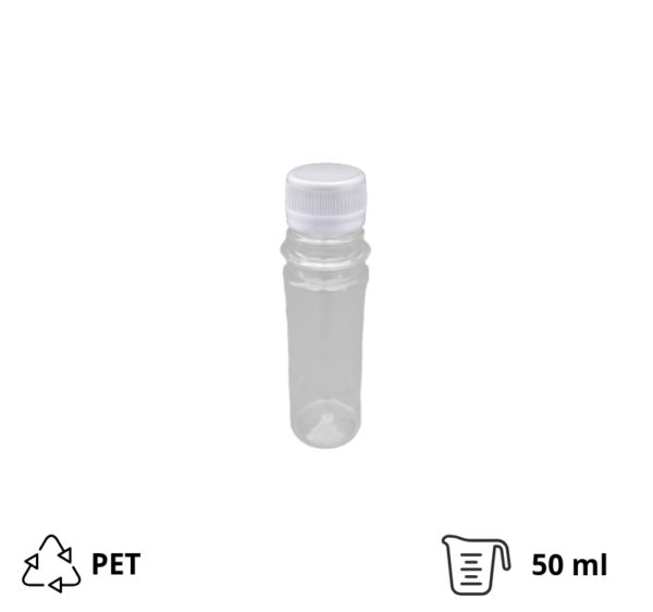 Flaša PET za sos 50 ml sa belim poklopcem d=28 mm, 200 kom