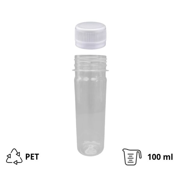 Flaša PET za sos 100 ml sa belim poklopcem d=28 mm, 200 kom