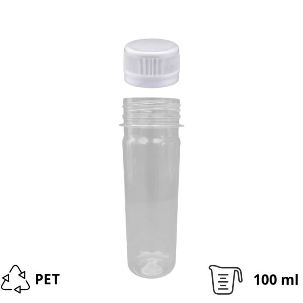 Flaša PET za sos 100 ml sa belim poklopcem d=28 mm, 200 kom