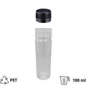 Flaša PET za sos 100 ml sa crnim poklopcem d=28 mm, 200 kom