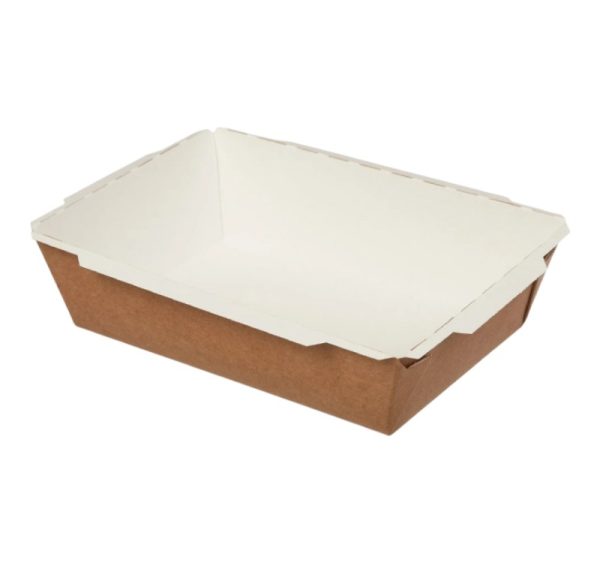 Papirnata posuda TUK TUK 1200 ml 200x140x50 mm kraft/bela 50 kom