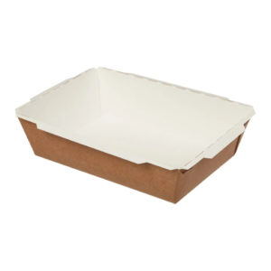 Papirnata posuda TUK TUK 1200 ml 200x140x50 mm kraft/bela 50 kom