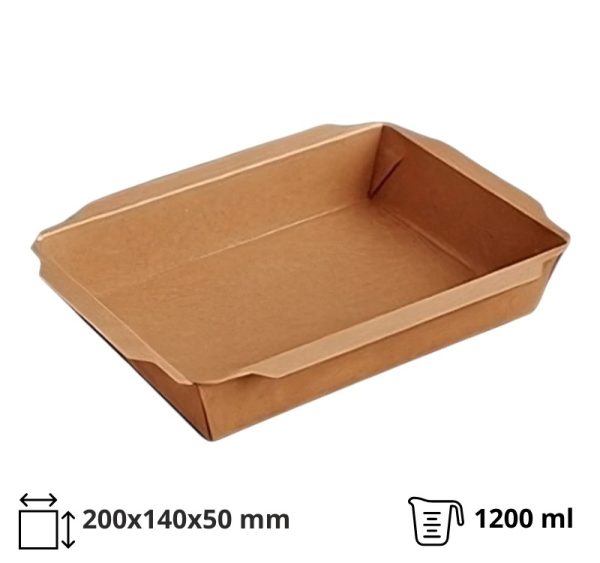 Papirnata posuda TUK TUK 1200 ml 200x140x50 mm kraft/kraft 50 kom