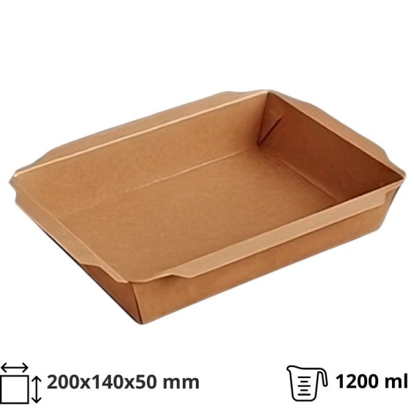 Papirnata posuda TUK TUK 1200 ml 200x140x50 mm kraft/kraft 50 kom