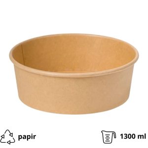 Papirnata posuda 1300 ml d=187 mm h=69 mm, kraft 50 kom