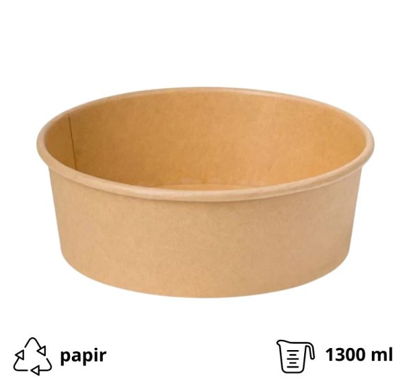 Papirnata posuda 1300 ml d=187 mm h=69 mm, kraft 50 kom