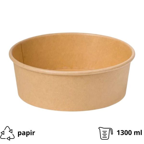 Papirnata posuda 1300 ml d=187 mm h=69 mm, kraft 50 kom