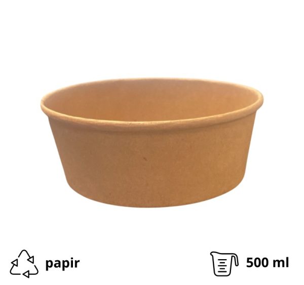 Papirnata posuda 500 ml d=145 mm h=54 mm, kraft 50 kom