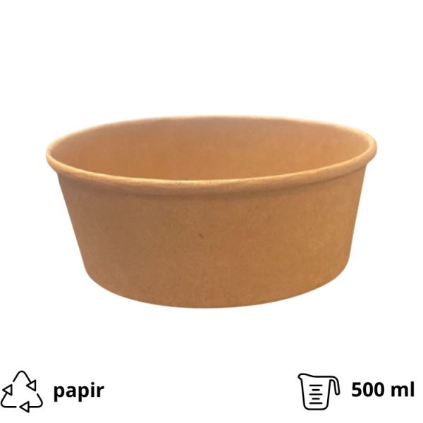 Papirnata posuda 500 ml d=145 mm h=54 mm, kraft 50 kom