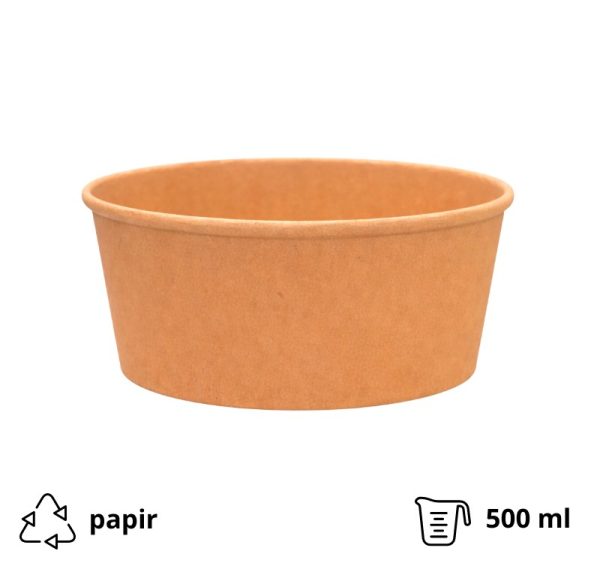 Papirnata posuda 500 ml d=145 mm h=54 mm, kraft 50 kom