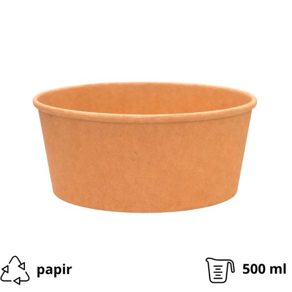 Papirnata posuda 500 ml d=145 mm h=54 mm, kraft 50 kom