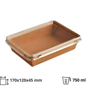 Papirnata posuda za poklopcem 750 ml top size 170x120x45 mm kraft/kraft 50 kom (komplet)