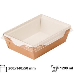 Papirnata posuda za poklopcem 1200 ml top size 200x140x50 mm kraft/bela 50 kom (komplet)