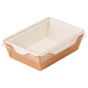 Papirnata posuda za poklopcem 1200 ml top size 200x140x50 mm kraft/bela 50 kom (komplet)