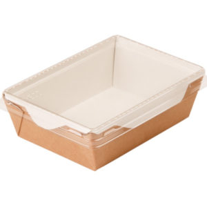 Papirnata posuda za poklopcem 1200 ml top size 200x140x50 mm kraft/bela 50 kom (komplet)