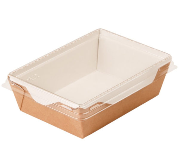 Papirnata posuda za poklopcem 1200 ml top size 200x140x50 mm kraft/bela 50 kom (komplet)