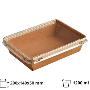 Papirnata posuda za poklopcem 1200 ml top size 200x140x50 mm kraft/kraft 50 kom (komplet)