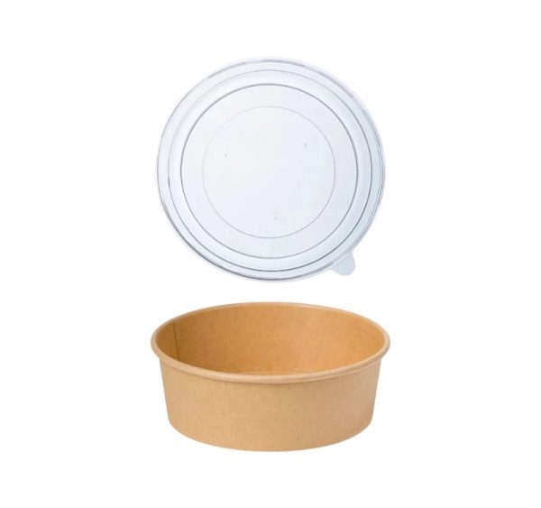 Papirnata posuda sa poklopcem 1300 ml d=187 mm h=69 mm, kraft 50 kom (komplet)