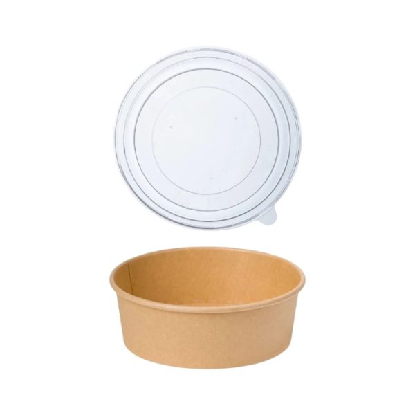 Papirnata posuda sa poklopcem 1300 ml d=187 mm h=69 mm, kraft 50 kom (komplet)