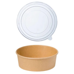 Papirnata posuda sa poklopcem 1300 ml d=187 mm h=69 mm, kraft 50 kom (komplet)