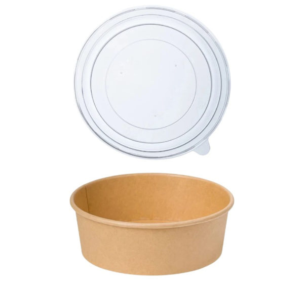 Papirnata posuda sa poklopcem 1300 ml d=187 mm h=69 mm, kraft 50 kom (komplet)