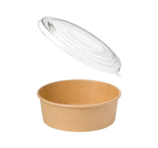Papirnata posuda sa poklopcem 1300 ml d=187 mm h=69 mm, kraft 50 kom (komplet)