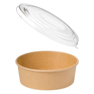 Papirnata posuda sa poklopcem1300 ml d=187 mm h=69 mm, kraft 50 kom (komplet)