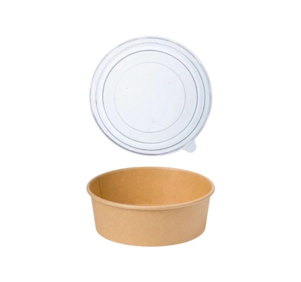 Papirnata posuda sa poklopcem 750 ml d=145 mm h=68 mm kraft 50 kom (komplet)