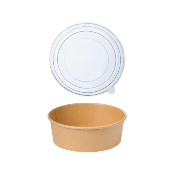 Papirnata posuda sa poklopcem 750 ml d=145 mm h=68 mm kraft 50 kom (komplet)