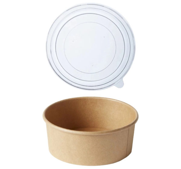 Papirnata posuda sa poklopcem 750 ml d=145 mm h=68 mm kraft 50 kom (komplet)