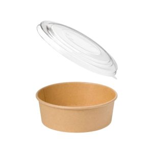 Papirnata posuda sa poklopcem 750 ml d=145 mm h=68 mm kraft 50 kom (komplet)