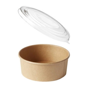 Papirnata posuda sa poklopcem 750 ml d=145 mm h=68 mm kraft 50 kom (komplet)