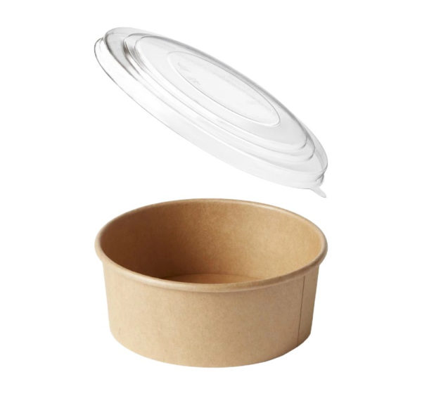 Papirnata posuda sa poklopcem 750 ml d=145 mm h=68 mm kraft 50 kom (komplet)