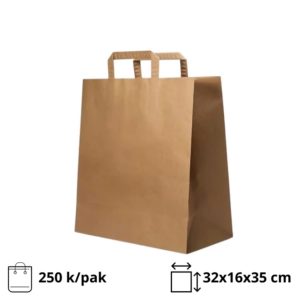 Papirna kesa sa plitkim ručkama 320x350x160 mm kraft 250 kom