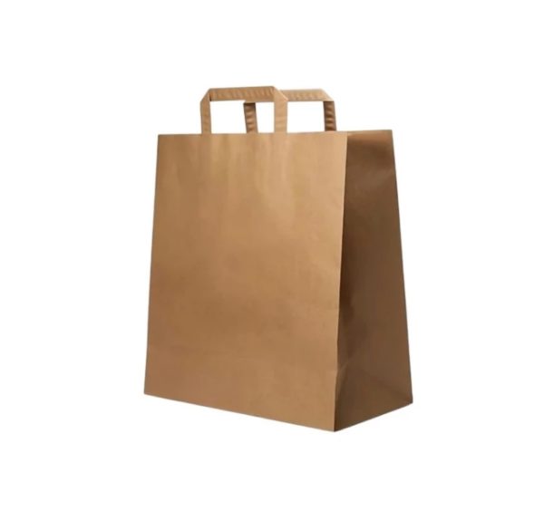 Papirna kesa sa plitkim ručkama 320x350x160 mm kraft 250 kom