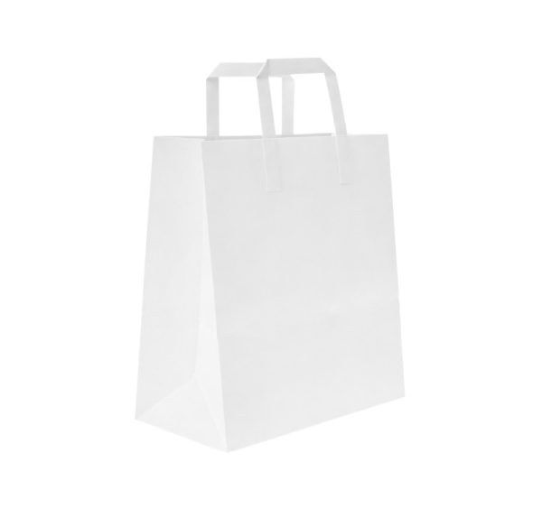 Papirna kesa sa plitkim ručkama 320x200x280 mm bela 250 kom