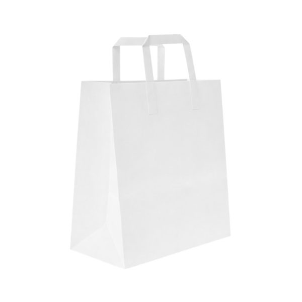 Papirna kesa sa plitkim ručkama 320x200x280 mm bela 250 kom