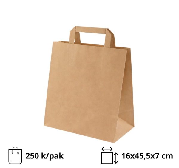 Papirna kesa sa plitkim ručkama 260x170x250 mm kraft 250 kom/pak