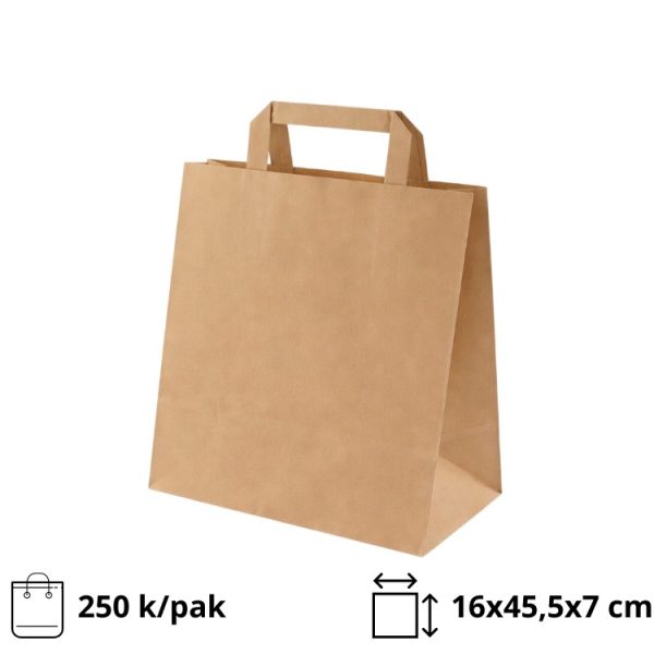 Papirna kesa sa plitkim ručkama 260x170x250 mm kraft 250 kom/pak